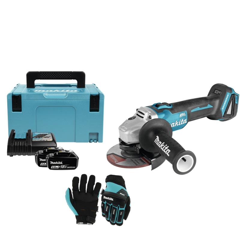 Акумуляторна кутова шліфмашина Makita DGA504RTJ LXT 18V 125 мм (2×BL1850B, ЗП, Makpac)