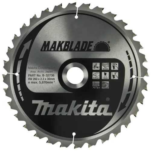 Диск пиляльний по деревині MAKBlade 260x30 32T