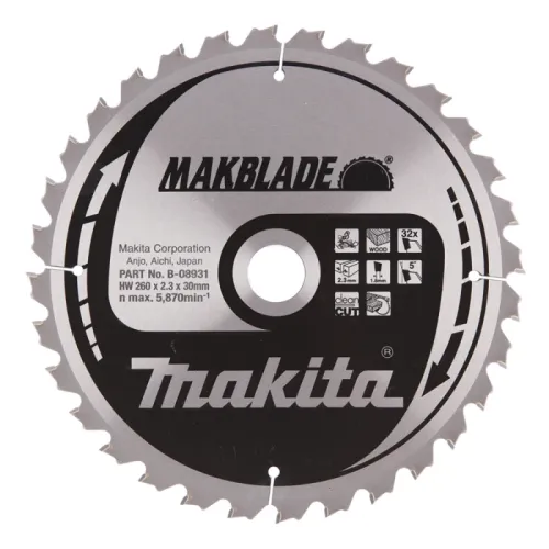 Диск пиляльний по деревині MAKBlade 260x30 32T