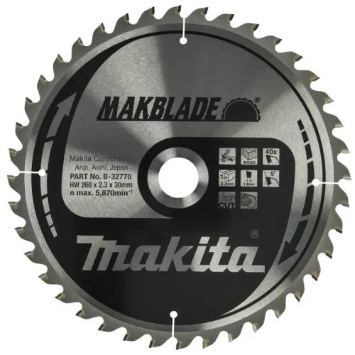 Диск пиляльний по деревині MAKBlade 260x30 40T