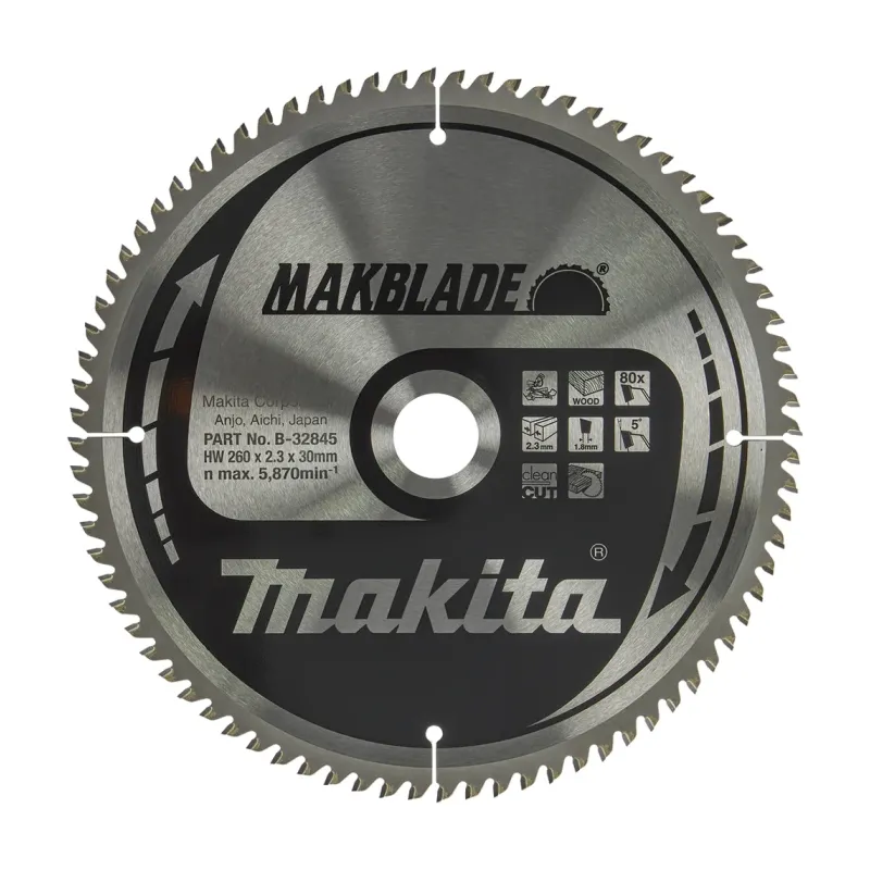 Диск пиляльний по деревині MAKBlade 260x30 мм 80T