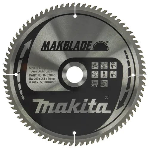 Диск пиляльний по деревині MAKBlade 260x30 мм 80T