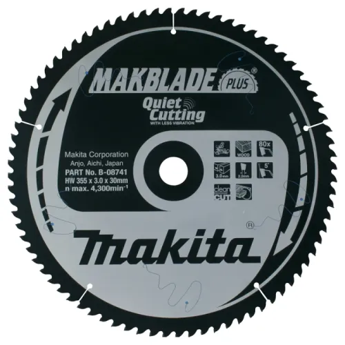 Диск пиляльний по деревині MAKBlade Plus 355x30 80T