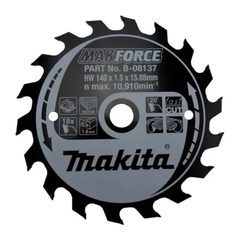 Диск пиляльний по деревині MAKForce 140x15,88 мм 18Т