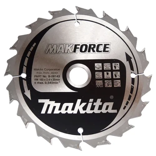 Диск пиляльний по деревині MAKForce 160x20 мм 16Т
