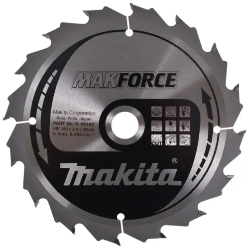Диск пиляльний по деревині MAKForce 180x20 мм 16Т