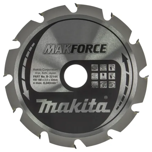 Диск пиляльний по деревині MAKForce 190x30 мм 12T