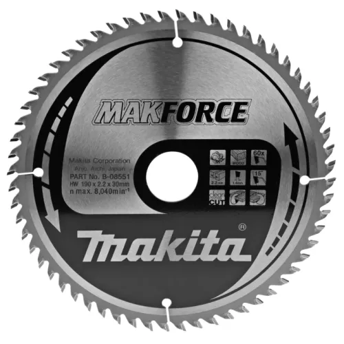 Диск пиляльний по деревині MAKForce 190x30 мм 60Т