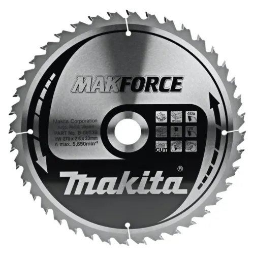 Диск пиляльний по деревині MAKForce 270x30 мм 40Т