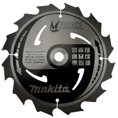 Диск пиляльний по деревині MForce 190x15,88 мм 12Т