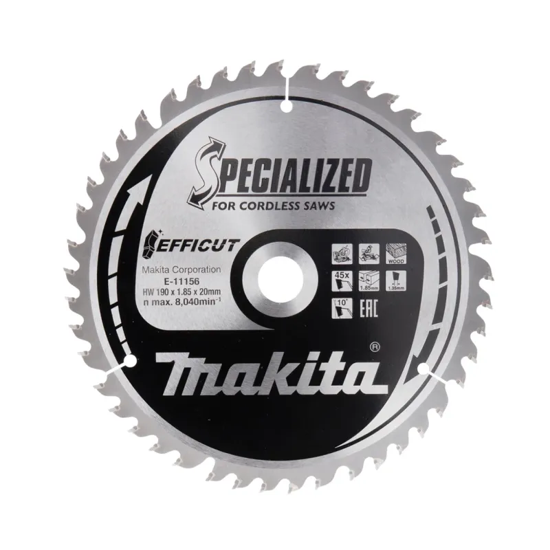 Диск пиляльний по деревині для акум. пил  Efficut 190mmx20mmx45T