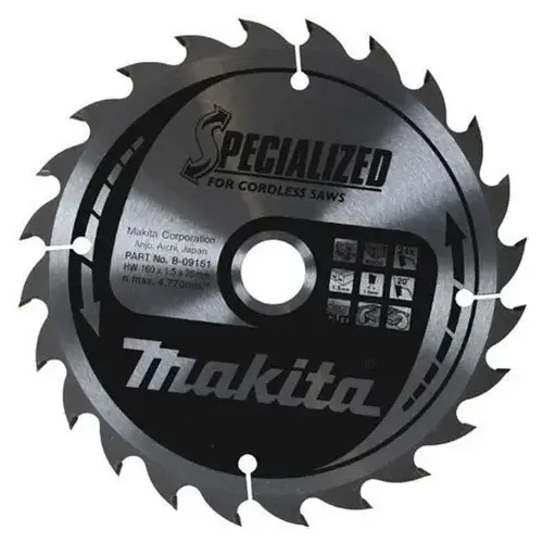 Диск пиляльний по деревині для акум. пил SPECIALIZED 165x10 мм 24T