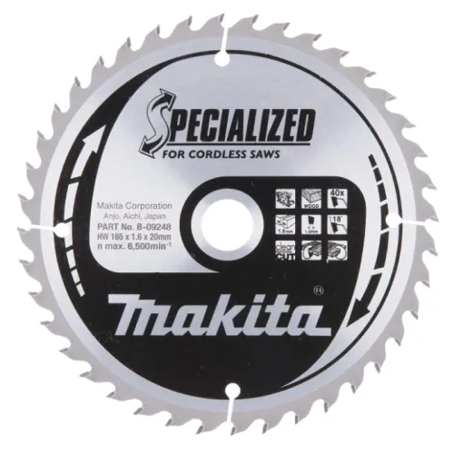 Диск пиляльний по деревині для акум. пил SPECIALIZED 165x20 мм 40T