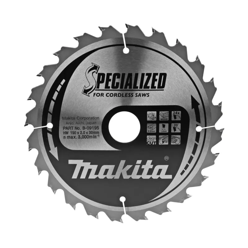Диск пиляльний по деревині для акум. пил SPECIALIZED 190x30 мм 24T