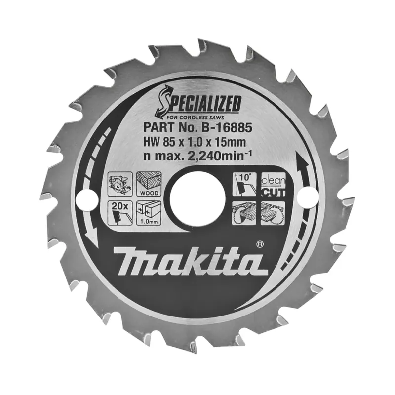 Диск пиляльний по деревині для акум. пил SPECIALIZED 85x15 мм 20T