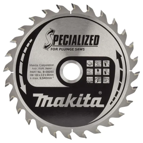 Диск пиляльний по деревині для заглибних пил SPECIALIZED 160x20 мм 28T