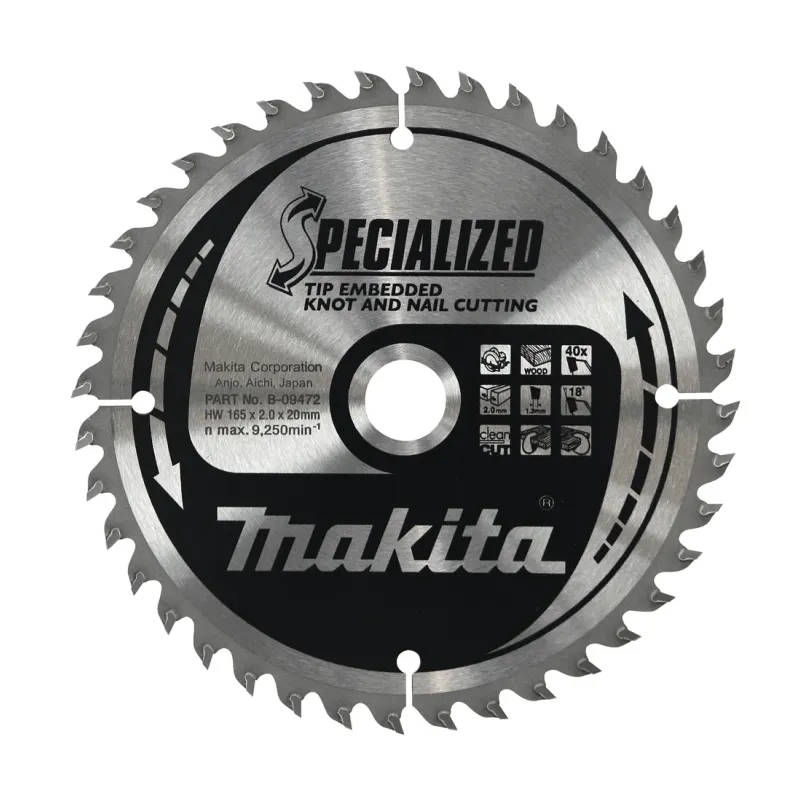 Диск пиляльний по деревині з цвяхами SPECIALIZED 165x20 мм 40T