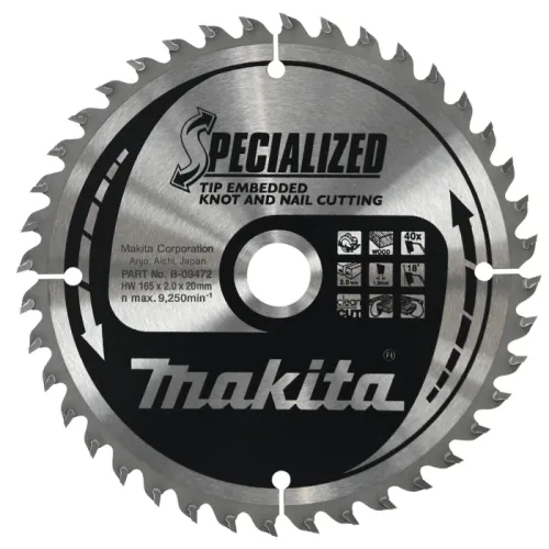 Диск пиляльний по деревині з цвяхами SPECIALIZED 165x20 мм 40T