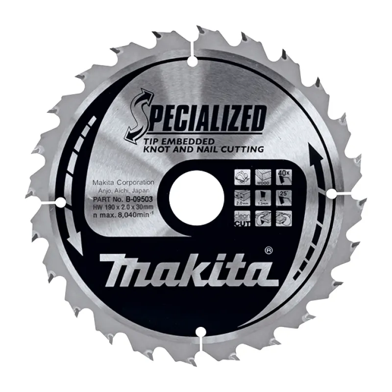 Диск пиляльний по деревині з цвяхами SPECIALIZED 190x30 мм 40T