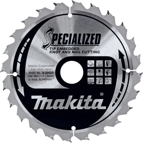 Диск пиляльний по деревині з цвяхами SPECIALIZED 190x30 мм 40T