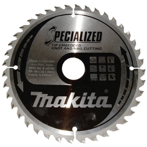 Диск пиляльний по деревині з цвяхами SPECIALIZED 190x30 мм 40T