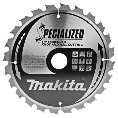 Диск пиляльний по деревині з цвяхами SPECIALIZED 210x30/25 мм 24T
