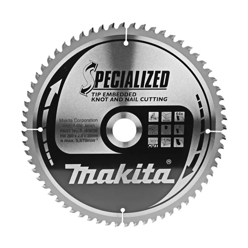 Диск пиляльний по деревині з цвяхами SPECIALIZED 260x30 мм 64T