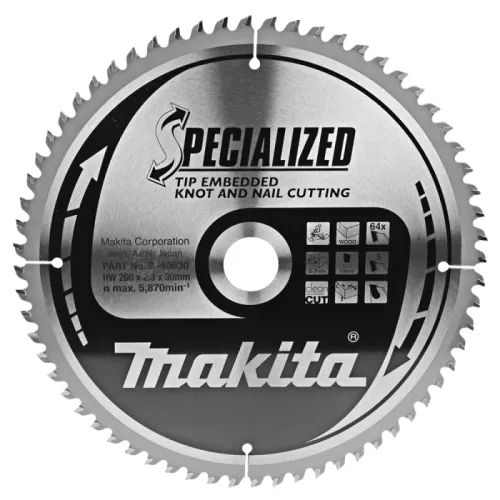 Диск пиляльний по деревині з цвяхами SPECIALIZED 260x30 мм 64T
