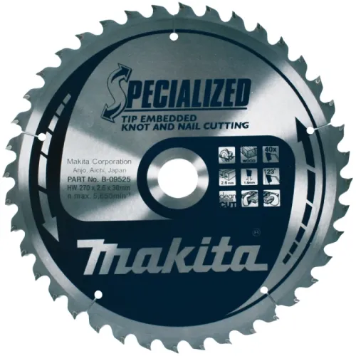 Диск пиляльний по деревині з цвяхами SPECIALIZED 270x30 мм 40T