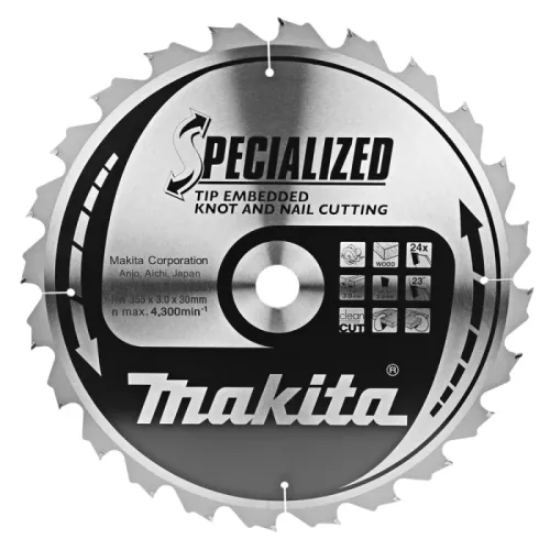 Диск пиляльний по деревині з цвяхами SPECIALIZED 355x30 мм 24T