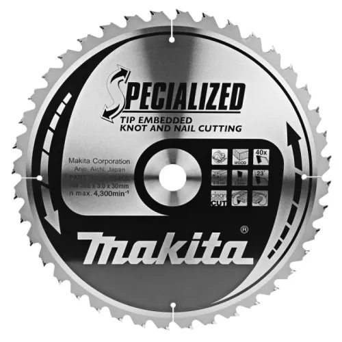 Диск пиляльний по деревині з цвяхами SPECIALIZED 355x30 мм 40T