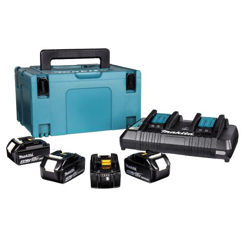 Набір акумуляторів Makita LXT BL1840B (4×4.0Ah) + DC18RD + Makpac