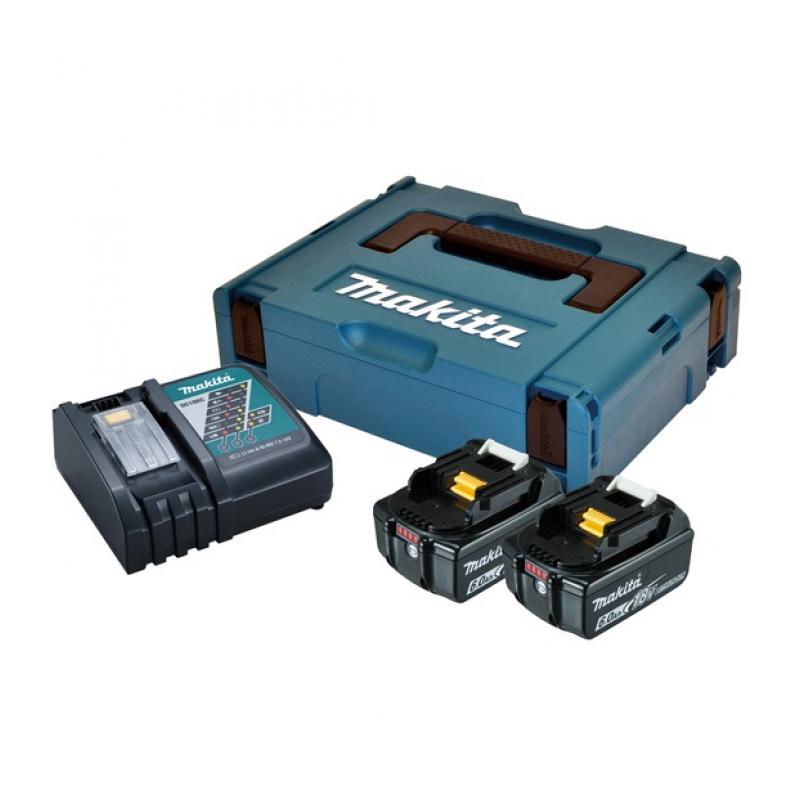 Набір акумуляторів Makita LXT BL1860B (2×6.0Ah) + DC18RC + Makpac