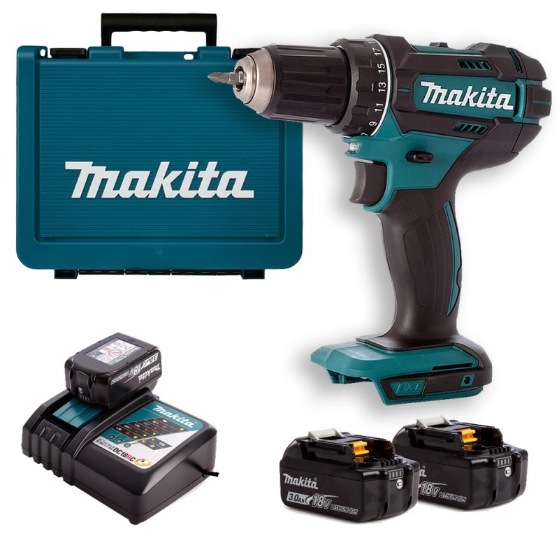 Акумуляторний дриль-шурупокрут LXT Makita DDF482RFE, 18В, 3Аг х 2шт, DC18RC, кейс, 62/36 Нм